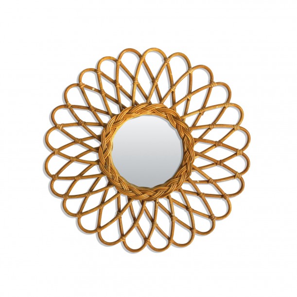 Small Rattan Vintage Mirror Atom Bakker