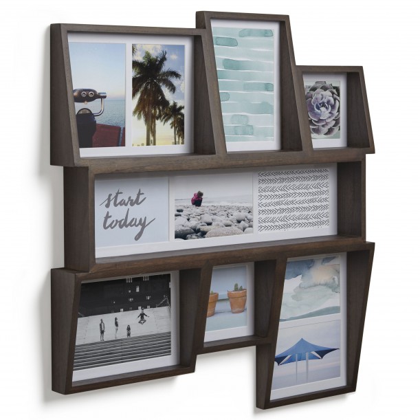 Edge Multi Wall Frame Walnut for 11 Photos Umbra