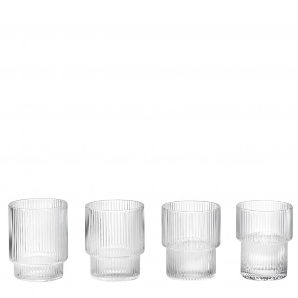 Ripple Glass Stackable Diam 7 cm Set of 4 Ferm Living