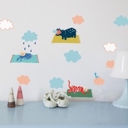 Sticker Mural Just a Touch Animals in The Sky Mimilou