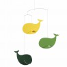 Mobile Happy Whales Green and Yellow Flensted Mobiles