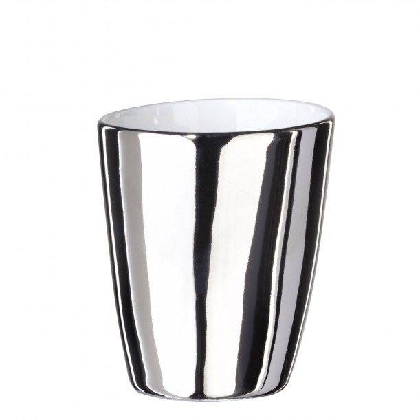 Expresso Cup Assoiffée Porcelain Glossy White and Platinum Diam 5 cm Tsé & Tsé