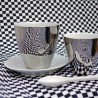 Coffee Cup Assoiffée Porcelain Glossy White and Platinum Diam 7 cm Tsé & Tsé