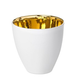 Tasse à Café Assoiffée Porcelaine Blanc Brillant et Or Diam 7 cm Tsé & Tsé