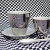 Tea Cup Assoiffée Porcelain Glossy White and Platinum Diam 8,5 cm Tsé & Tsé