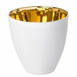 Tasse à Thé Assoiffée Porcelaine Blanc Brillant et Or Diam 8,5 cm Tsé & Tsé