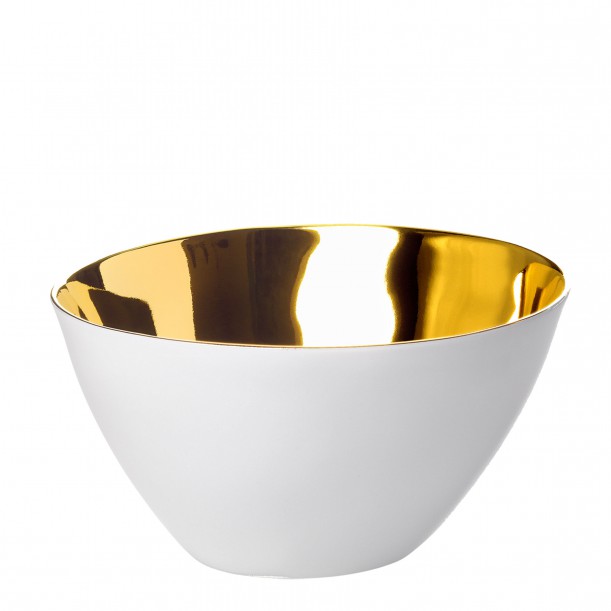 Bowl Affamé Porcelain Glossy White and Gold Diam 13 cm Tsé & Tsé