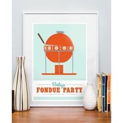 Affiche Fondue Party Vintage