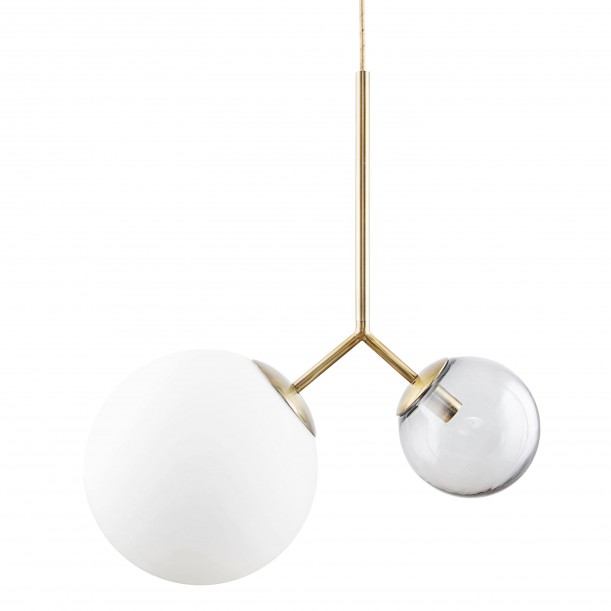 Lampe Suspension Opal Twice Blanche et Grise Diam 26 & 15 cm House Doctor