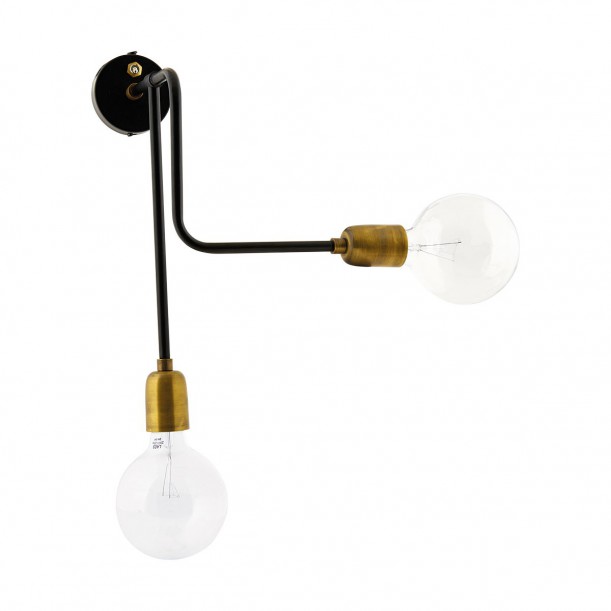 Wall Lamp Molecular Double Black and Brass House Doctor