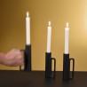 Candle Holder Lights Black Aluminium Cast Eno