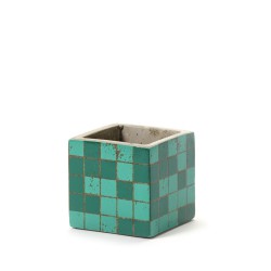 Pot Béton Cubique Marie Mosaïque Verte 7,5 x 7,5 x 7,5 cm Serax