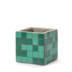 Cubic Concrete Pot Marie Mosaic Green 11 x 11 x 11 cm Serax