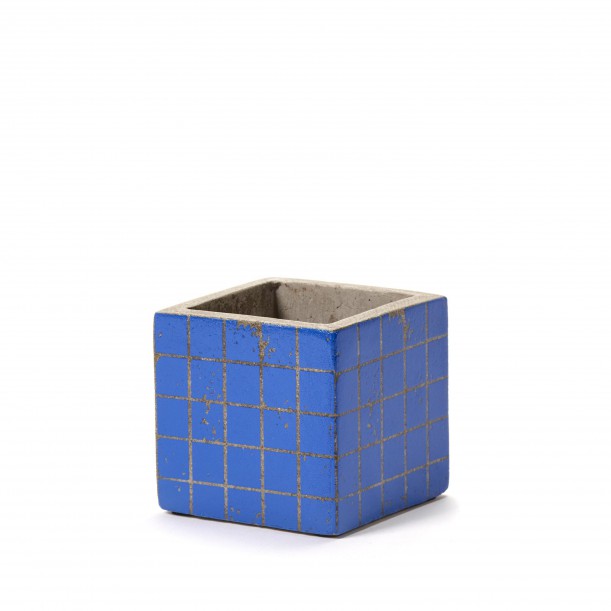Cubic Concrete Pot Marie Mosaic Blue 7,5 x 7,5 x 7,5 cm Serax