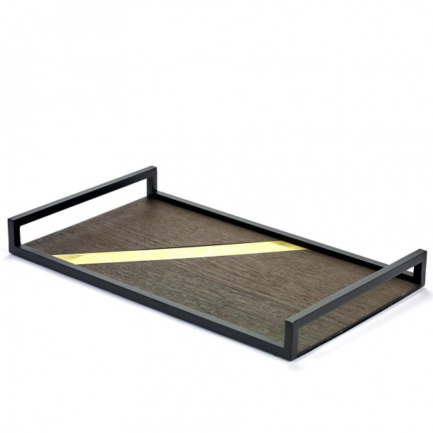 Plateau Grint Piece Messing Bois et Metal 40 x 24 cm Serax