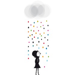 Wall sticker Mademoiselle sous La Pluie Blanca Gomez