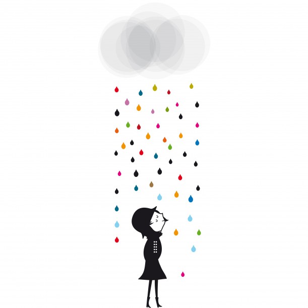 Wall sticker Mademoiselle sous La Pluie Blanca Gomez