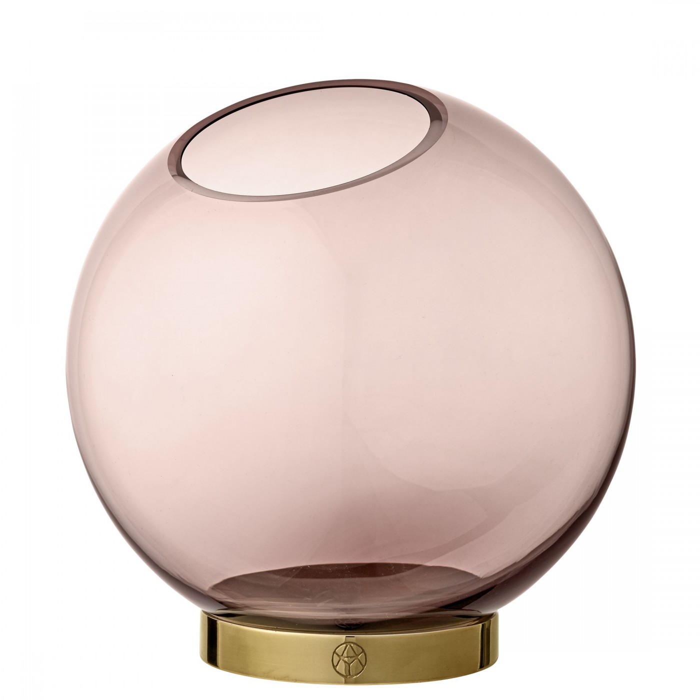 Glass Vase Globe Medium Rose And Brass Diam 16 Cm Aytm