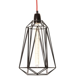 Table Lamp Diamond 5 Black and Red Filament Style