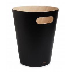 Waste Can Woodrow Black Wood Diam 23 X H 28 cm 7,5 L Umbra