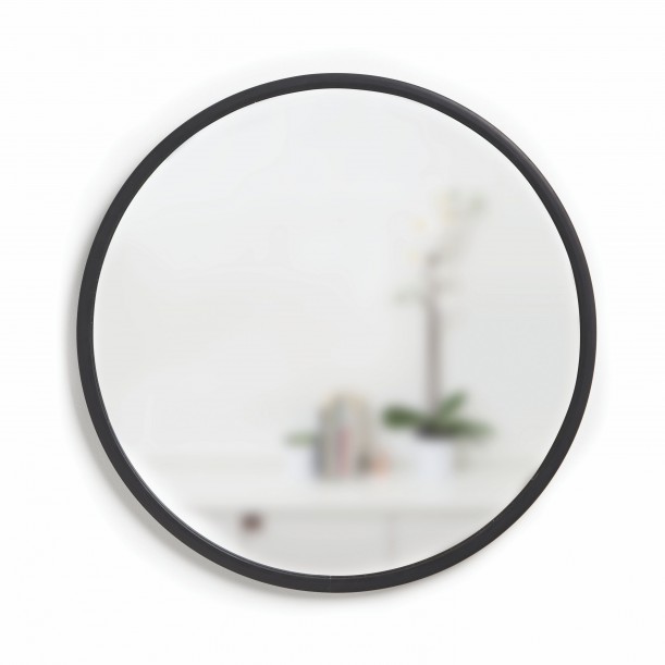 Mirror HUB Round Black Rubber Frame Medium Diam 61 cm Umbra