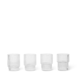 Ripple Glass Small Clear Stackable Diam 5 cm Set of 4 Ferm Living