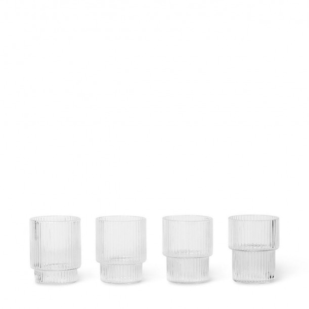 Ripple Glass Small Clear Stackable Diam 5 cm Set of 4 Ferm Living