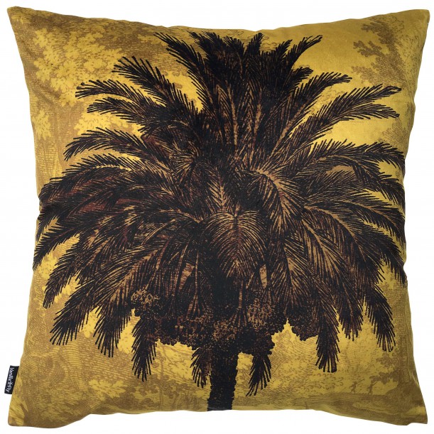 Velvet Cushion Mustard Palm 50 x 50 cm Vanilla Fly