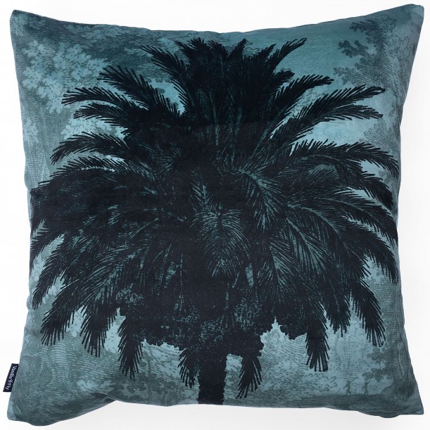 Velvet Cushion Blue Palm 50 x 50 cm Vanilla Fly