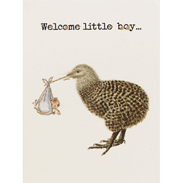 Greeting Card Welcome Little Boy 9 x 13 cm Vanilla Fly