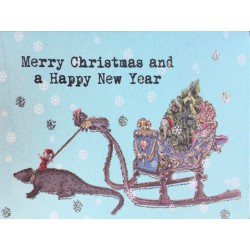 Greeting Card Crazy X Mas Sledge 9 x 13 cm Vanilla Fly