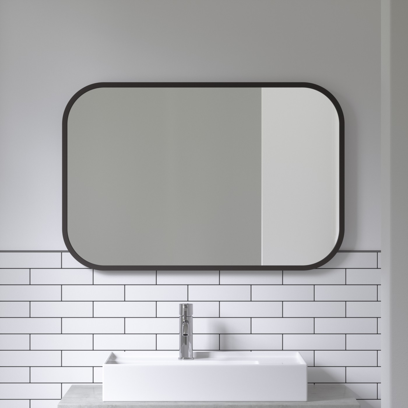 Miroir Convexe Rondtangulaire avec Support - Noir 20x 30