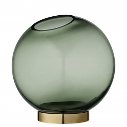 Glass Vase Globe Medium Blue and Brass Diam 16 cm AYTM