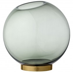 Glass Vase Globe Large Black and Brass Diam 21 cm AYTM