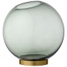 Glass Vase Globe Large Black and Brass Diam 21 cm AYTM