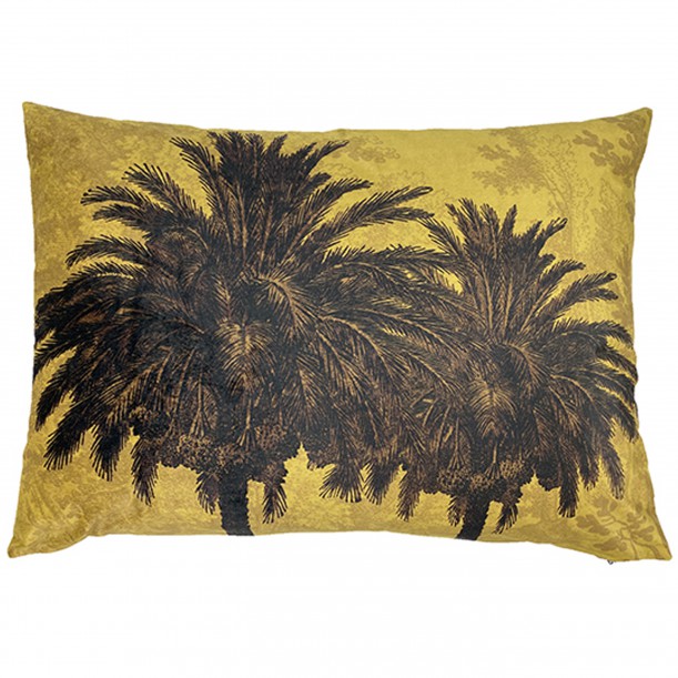 Velvet Cushion Mustard Palm 50 x 70 cm