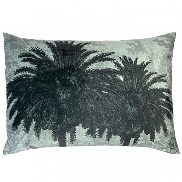 Coussin Velours Blue Palm 50 x 70 cm