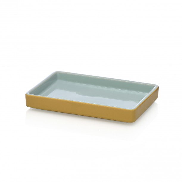 Plat en Grès 21x15x3cm Bleu et Ambre Ichendorf