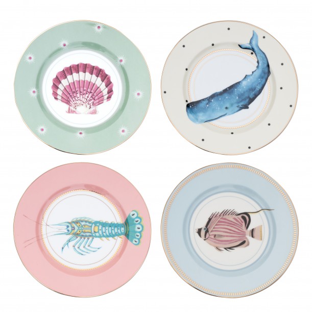 Set 4 Assiettes Animaux Marins 20cm