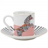 Set of 2 Coffee Cups and Saucer Zebra