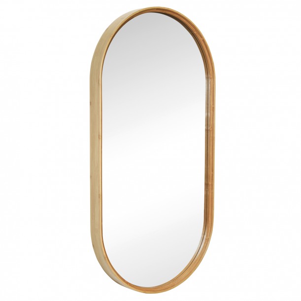 Wall Mirror Oval Bamboo Frame 95 x 48 cm