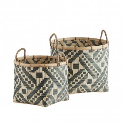 Set of 2 Bamboo Baskets Green