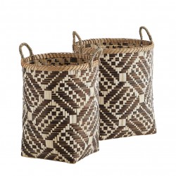 Lot de 2 Paniers en Bambou Marron