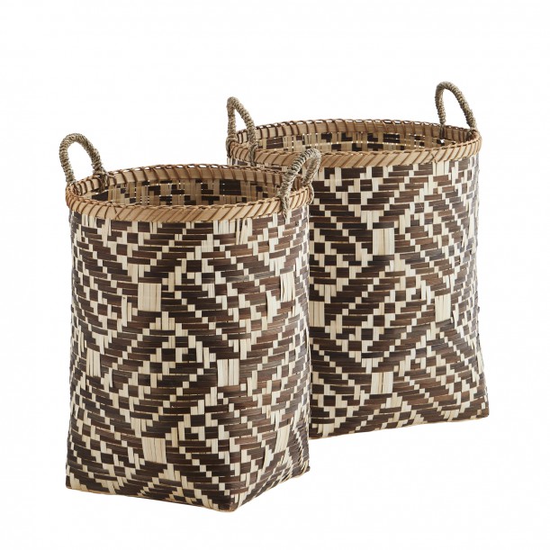 Set of 2 Bamboo Baskets Brown