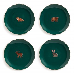 Lot de 4 Assiettes Animaux de la Forêt