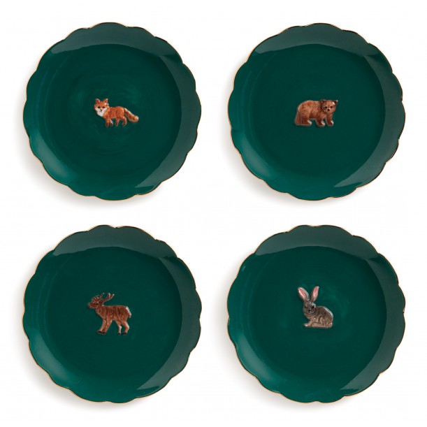 Lot de 4 Assiettes Animaux de la Forêt