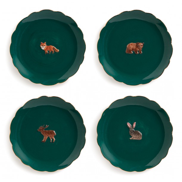 Set of 4 Forest Animal Plate