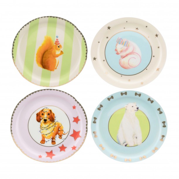 Set 4 Christmas Plates 16cm