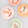 Set of 4 Coffee Cups and Saucer Animal