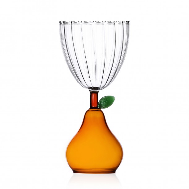 Stemmed Glass Pear Amber